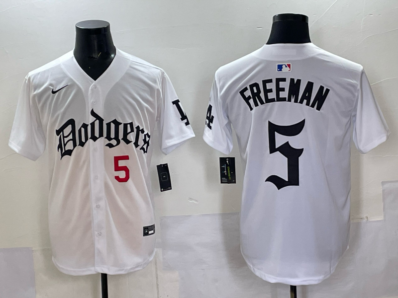 Men Los Angeles Dodgers 5 Freeman white Nike 2025 MLB jersey 003